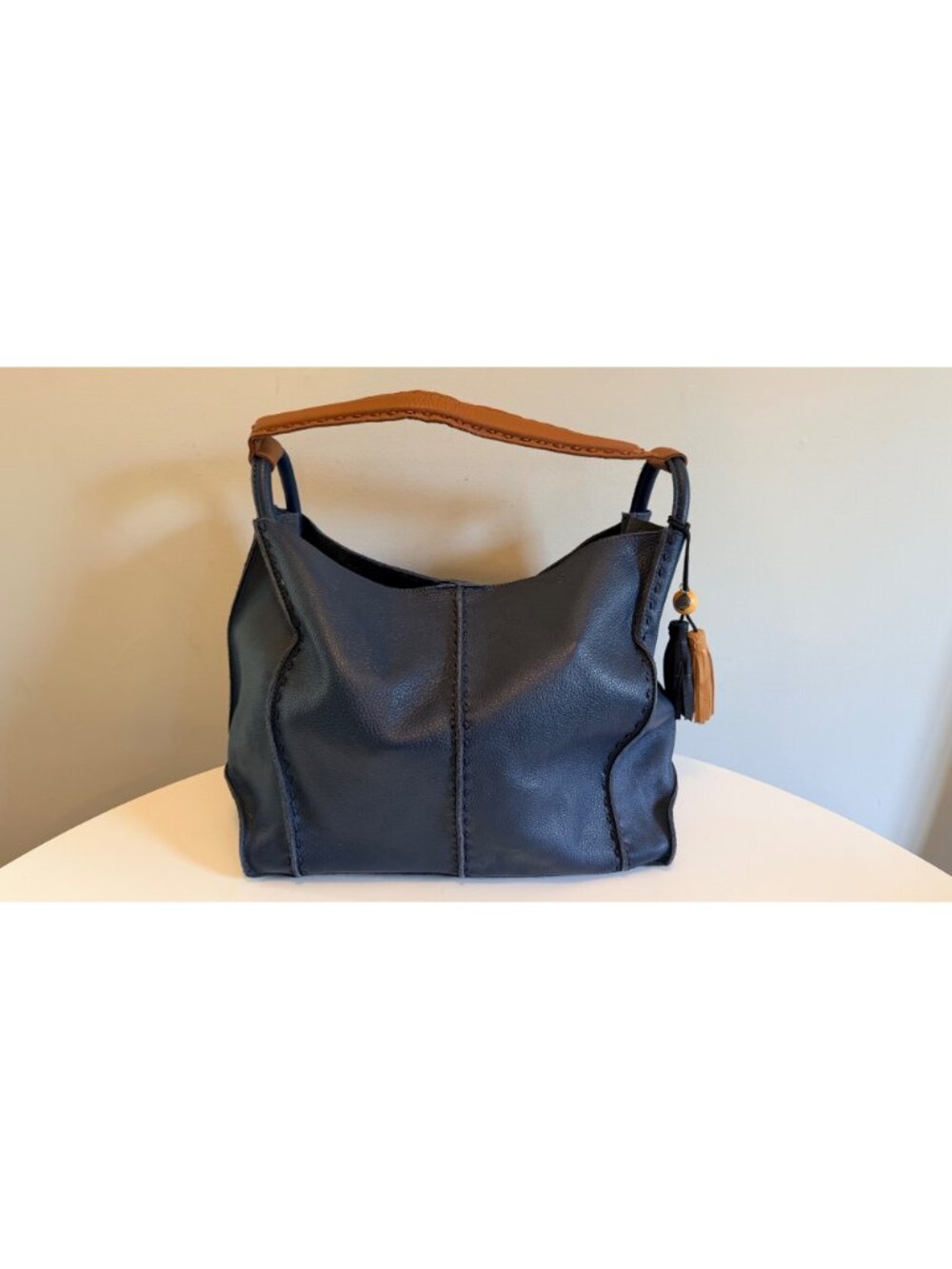 The Sak Los Feliz Indigo Leather Large Tote with Tassel Charm - Picture 2 of 16